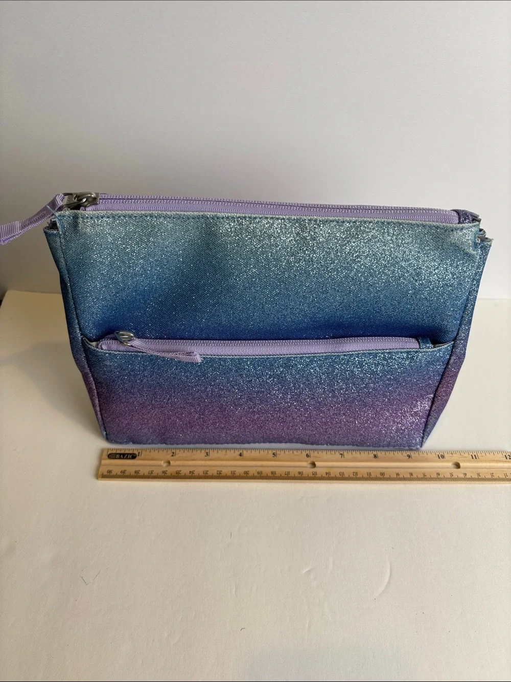 Pottery Barn Kids Lavender Aqua Ombre Sparkle Glitter Supplies Pouch